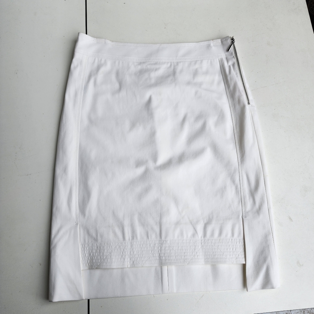 Per Se Carlisle Womens Collection White Pencil Skirt Lined Hi Low size 6